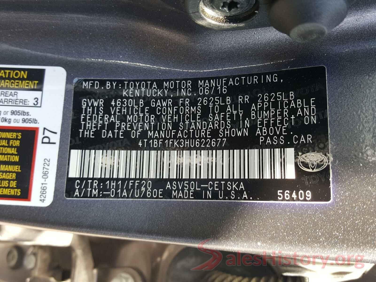 4T1BF1FK3HU622677 2017 TOYOTA CAMRY