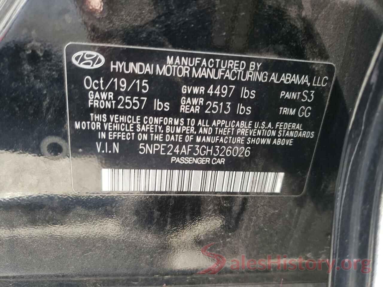 5NPE24AF3GH326026 2016 HYUNDAI SONATA