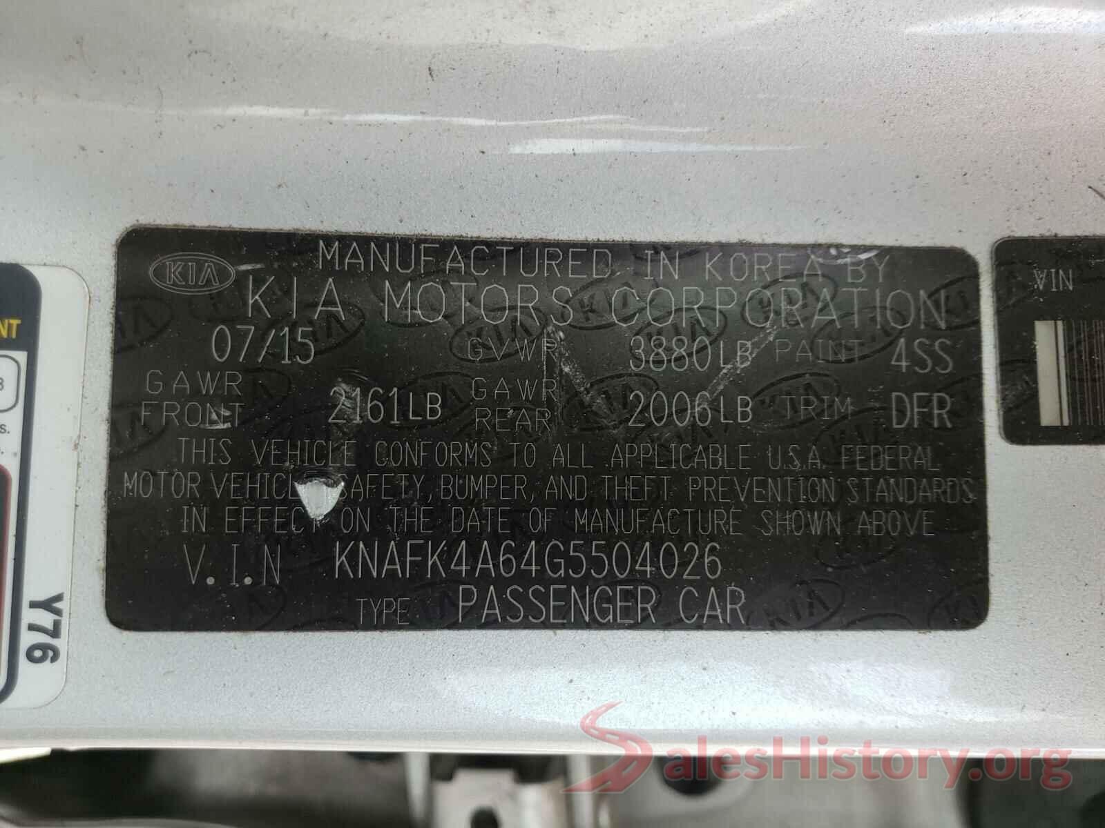 KNAFK4A64G5504026 2016 KIA FORTE