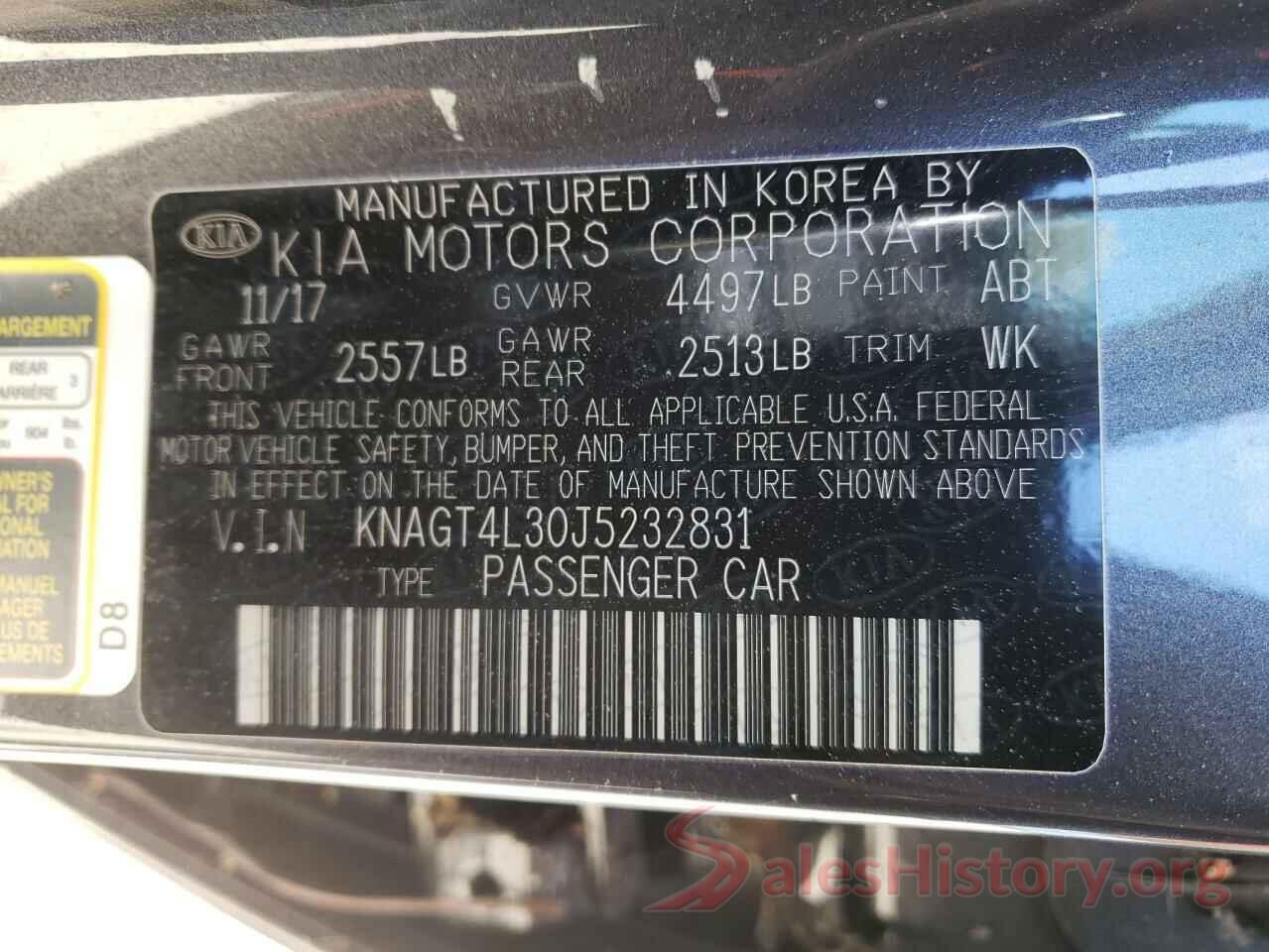 KNAGT4L30J5232831 2018 KIA OPTIMA