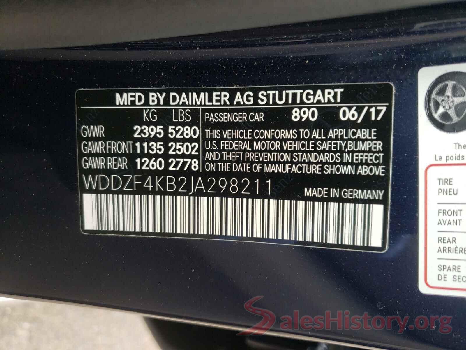 WDDZF4KB2JA298211 2018 MERCEDES-BENZ E CLASS