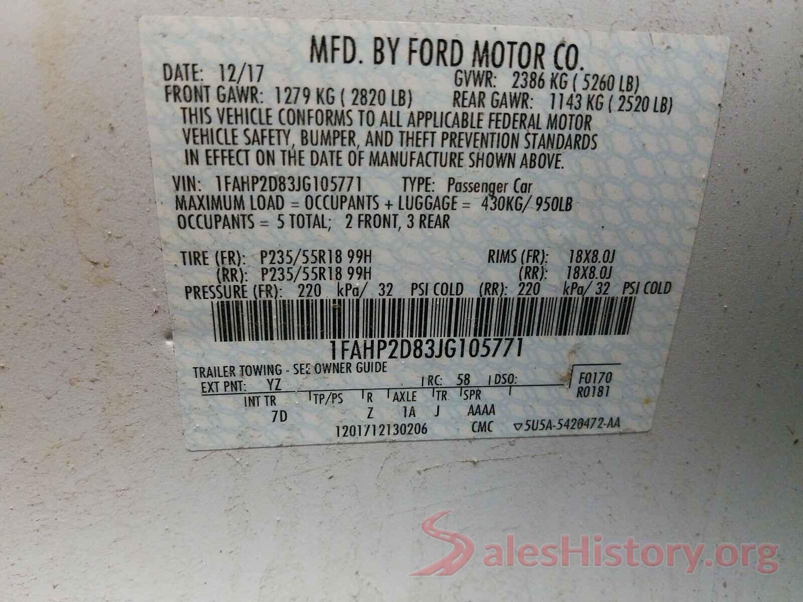 1FAHP2D83JG105771 2018 FORD TAURUS