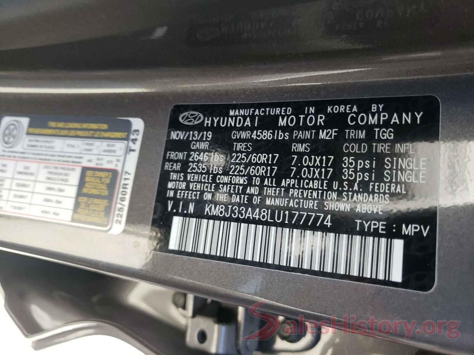 KM8J33A48LU177774 2020 HYUNDAI TUCSON