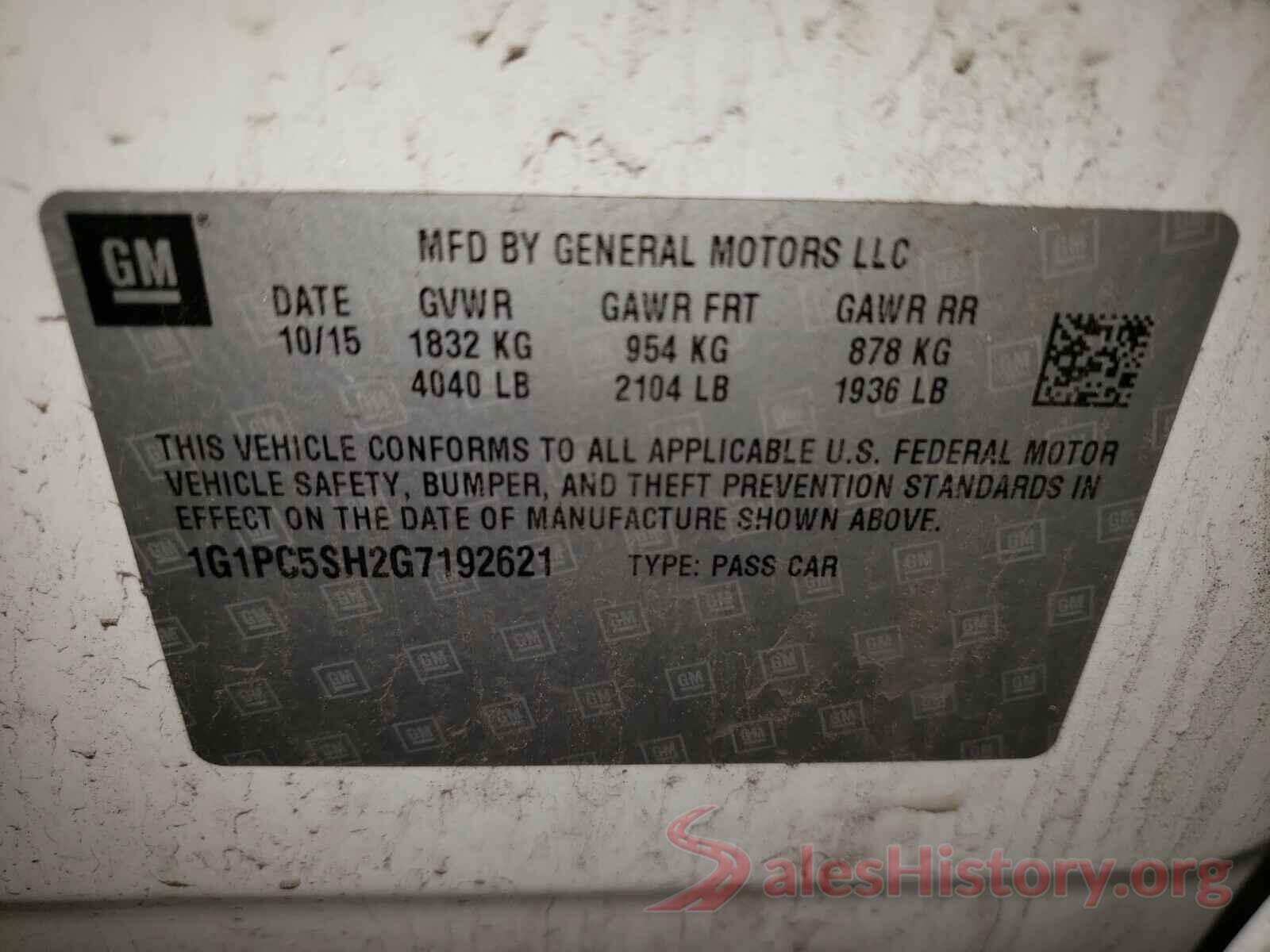 1G1PC5SH2G7192621 2016 CHEVROLET CRUZE