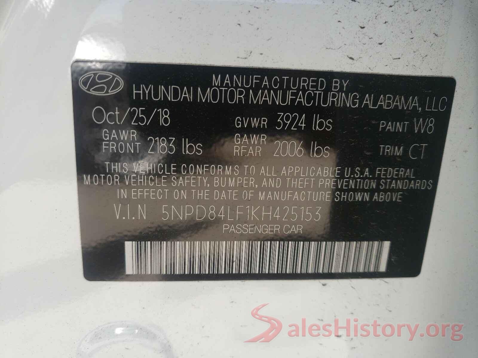 5NPD84LF1KH425153 2019 HYUNDAI ELANTRA