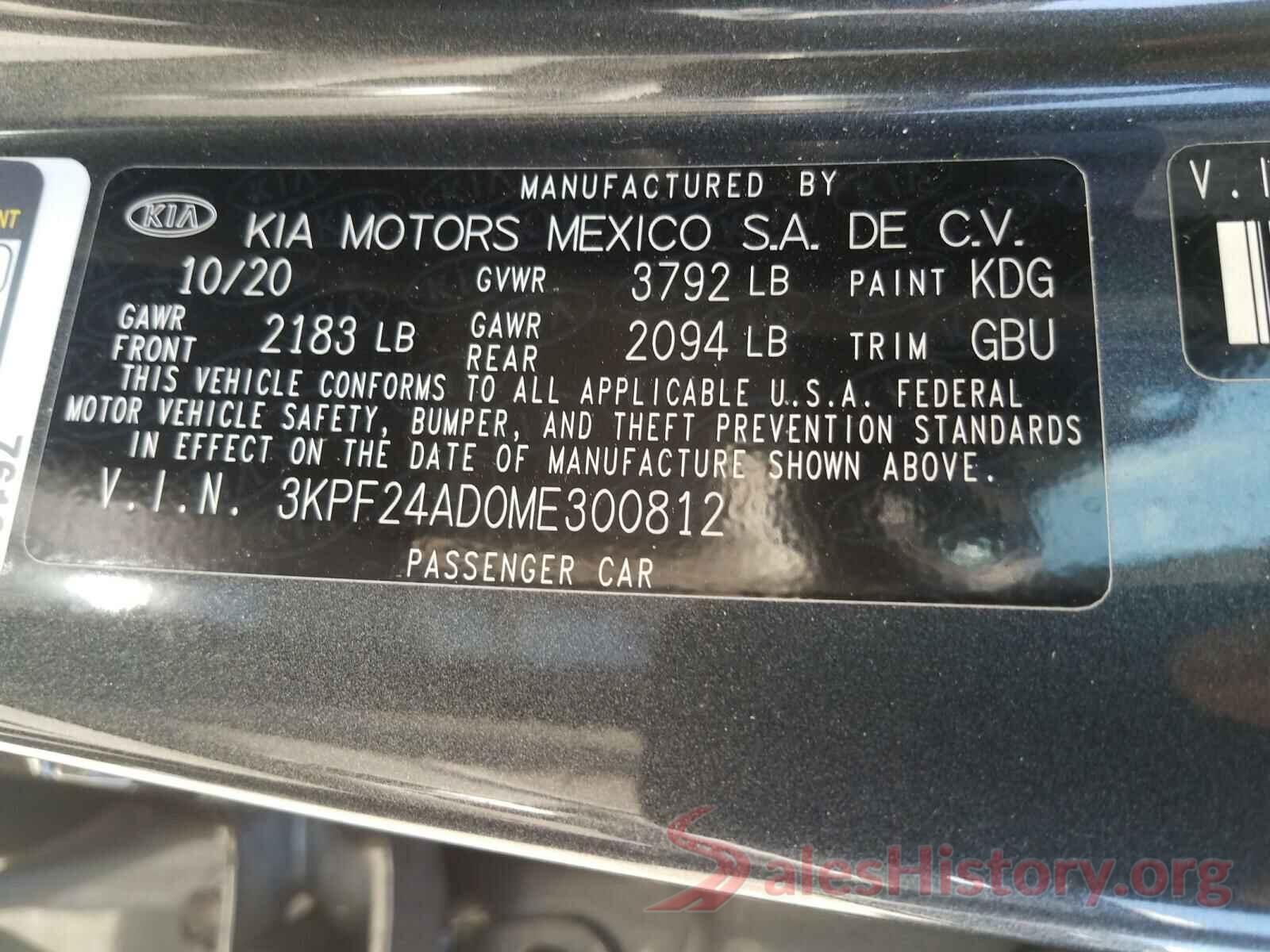 3KPF24AD0ME300812 2021 KIA FORTE