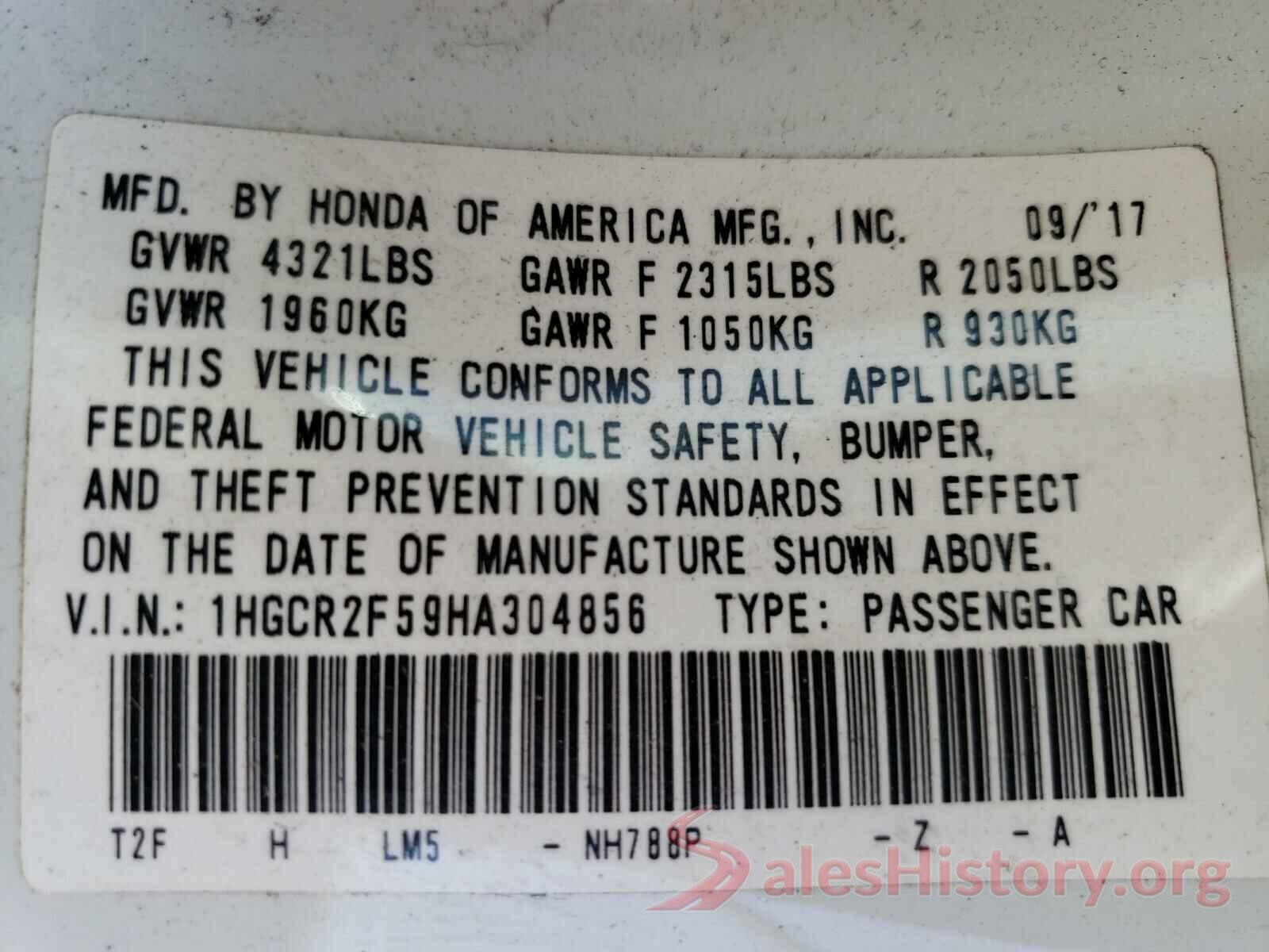 1HGCR2F59HA304856 2017 HONDA ACCORD