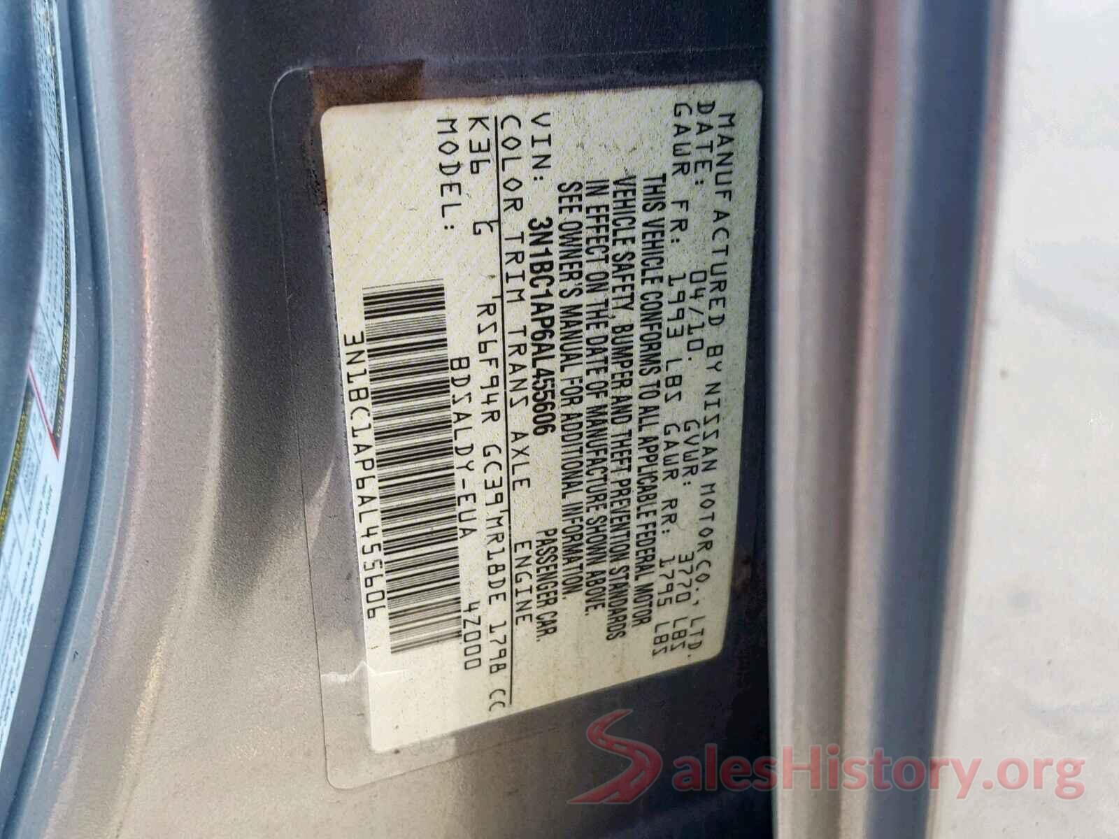 3N1BC1AP6AL455606 2010 NISSAN VERSA