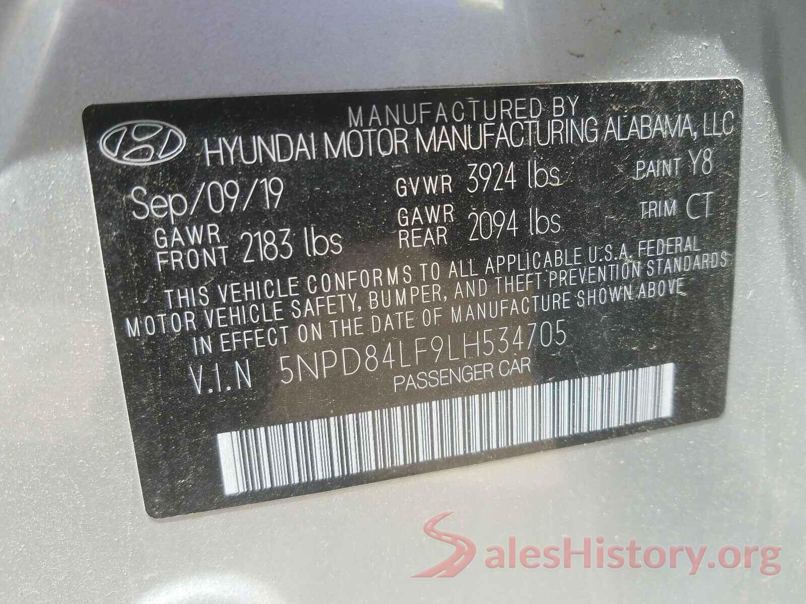 5NPD84LF9LH534705 2020 HYUNDAI ELANTRA