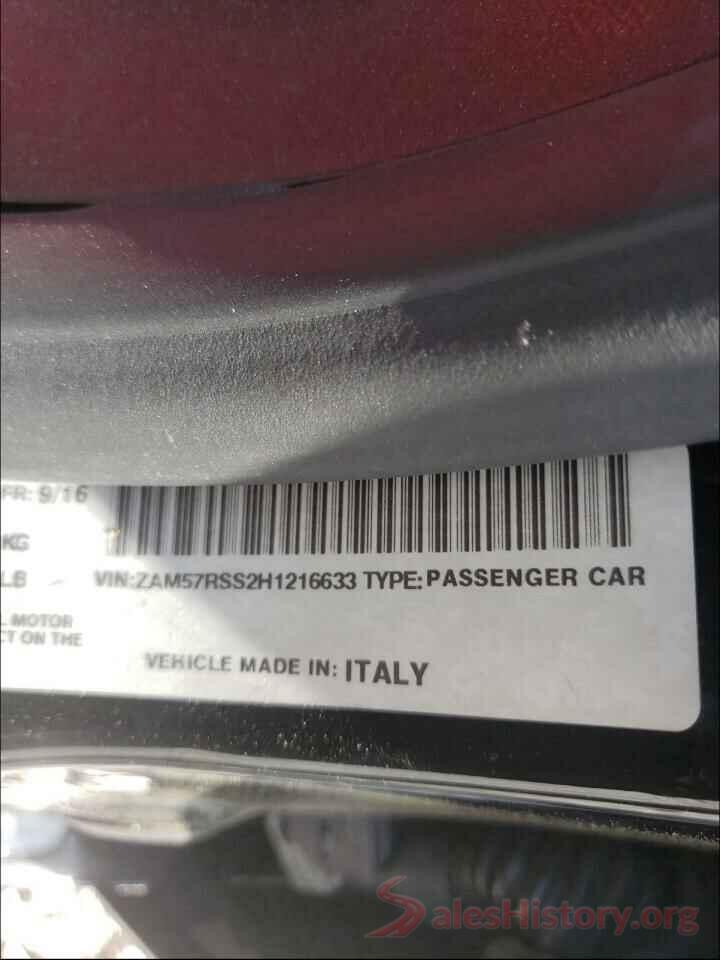 ZAM57RSS2H1216633 2017 MASERATI ALL MODELS