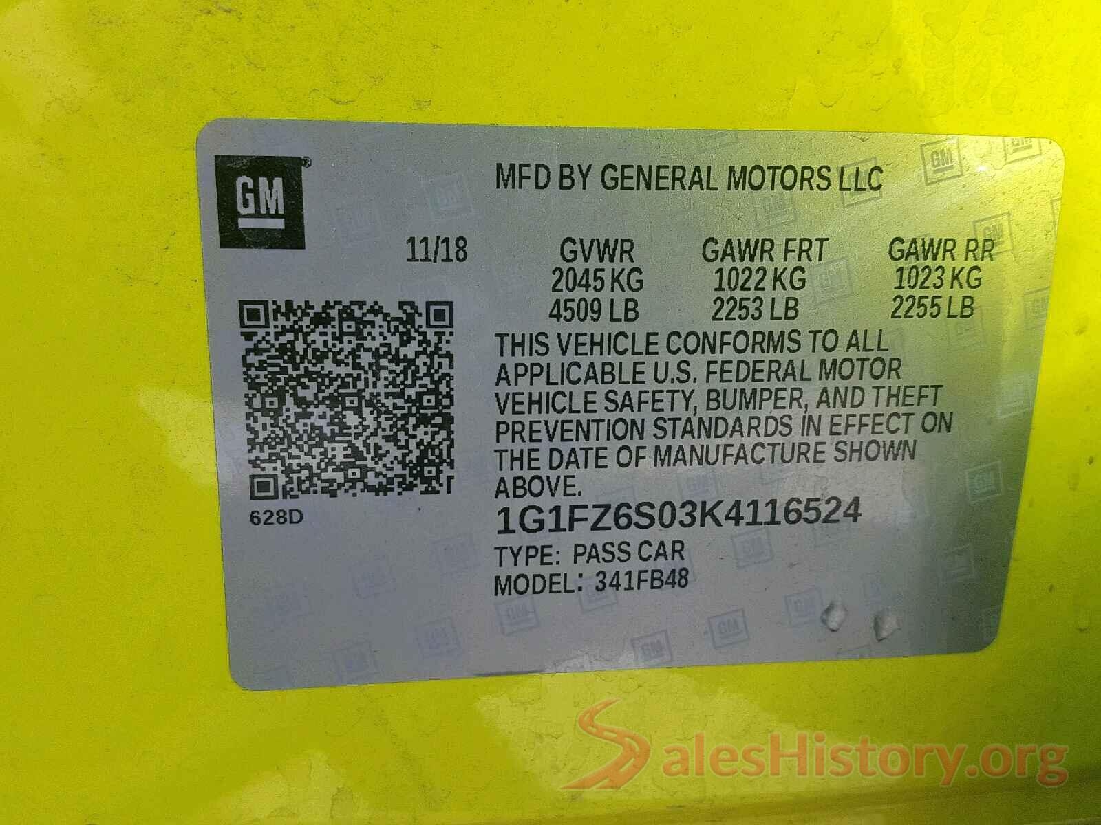 1G1FZ6S03K4116524 2019 CHEVROLET BOLT