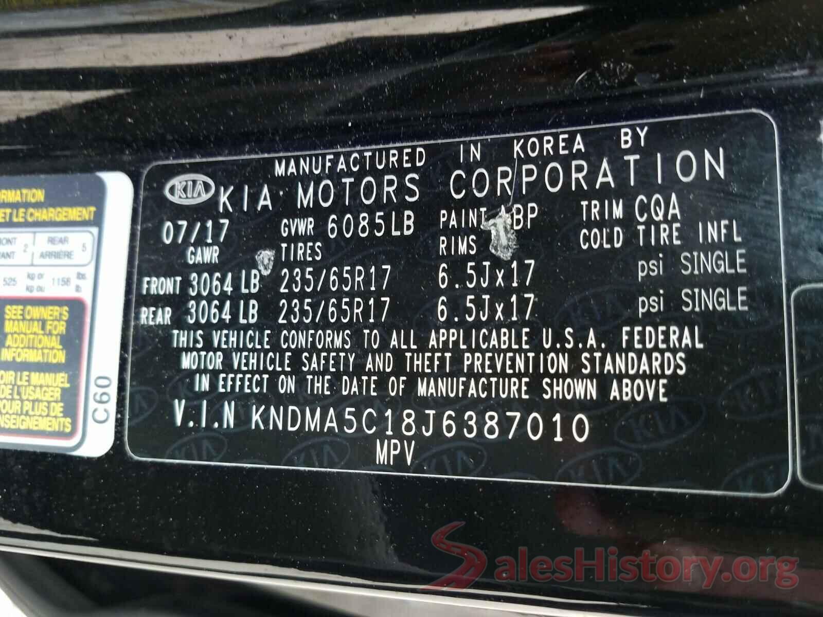 KNDMA5C18J6387010 2018 KIA SEDONA