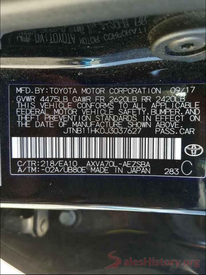 JTNB11HK0J3037627 2018 TOYOTA CAMRY