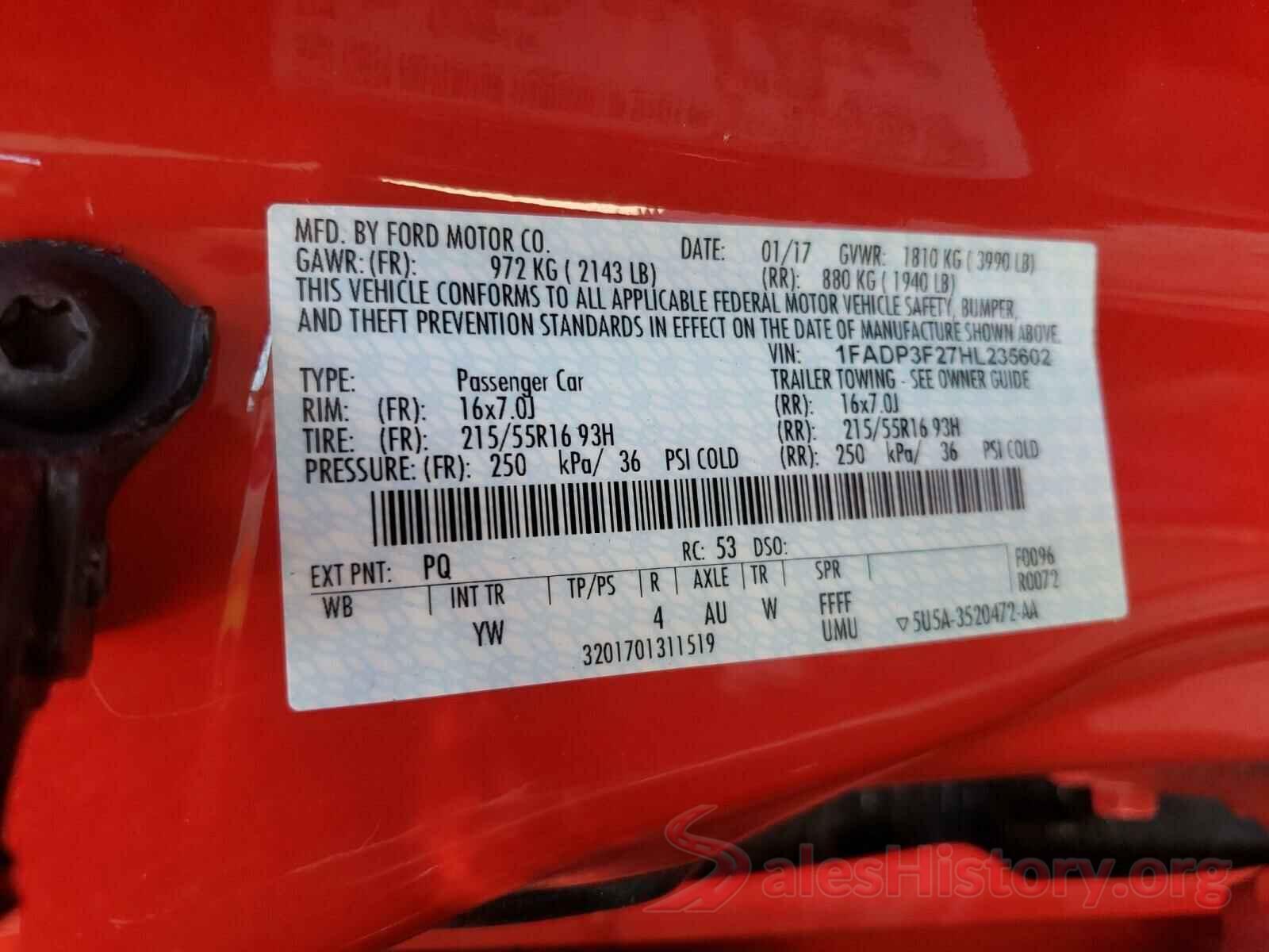 1FADP3F27HL235602 2017 FORD FOCUS