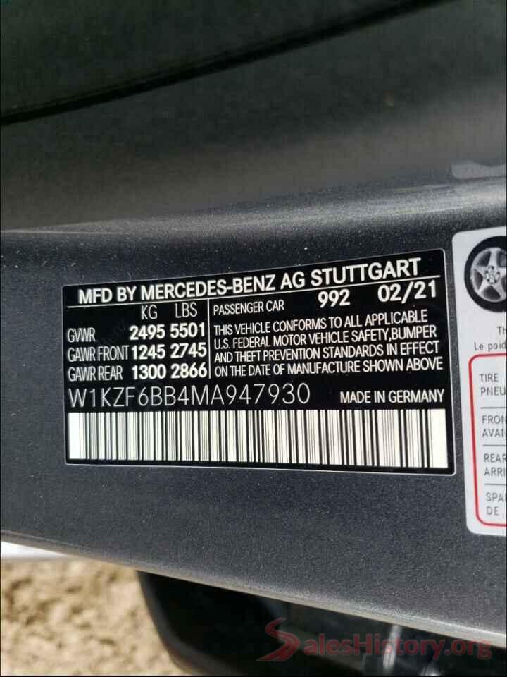 W1KZF6BB4MA947930 2021 MERCEDES-BENZ E CLASS