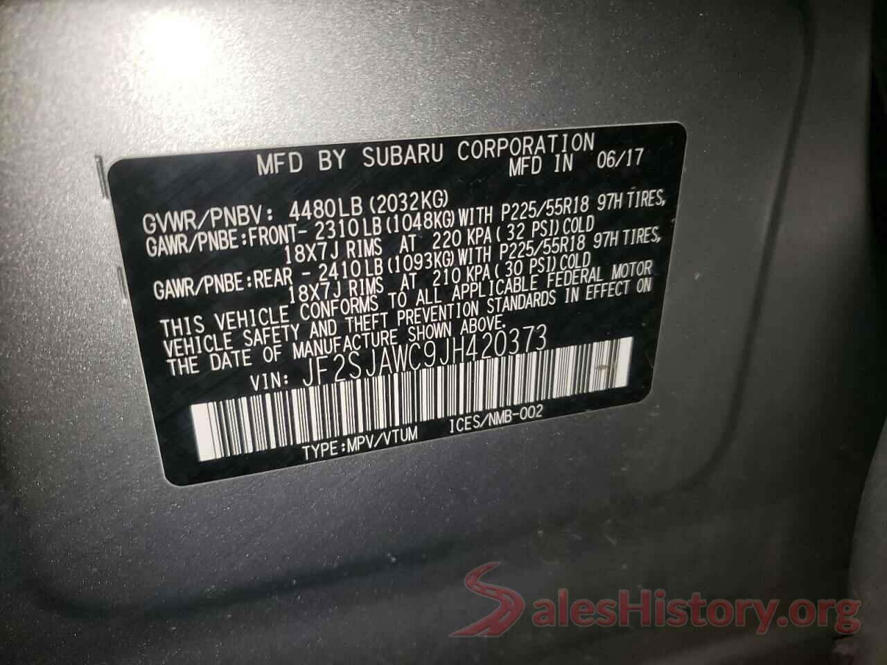 JF2SJAWC9JH420373 2018 SUBARU FORESTER