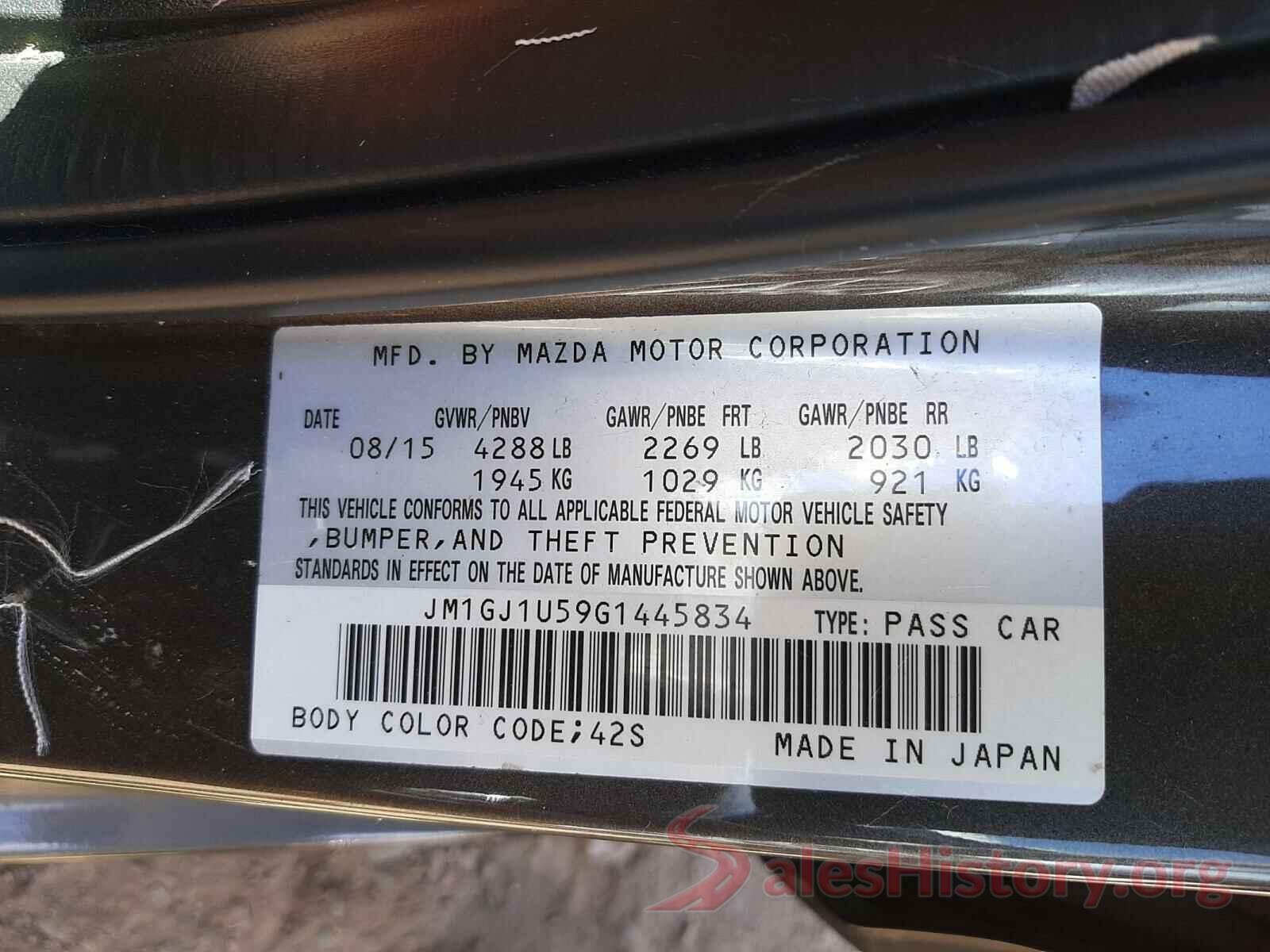 JM1GJ1U59G1445834 2016 MAZDA 6