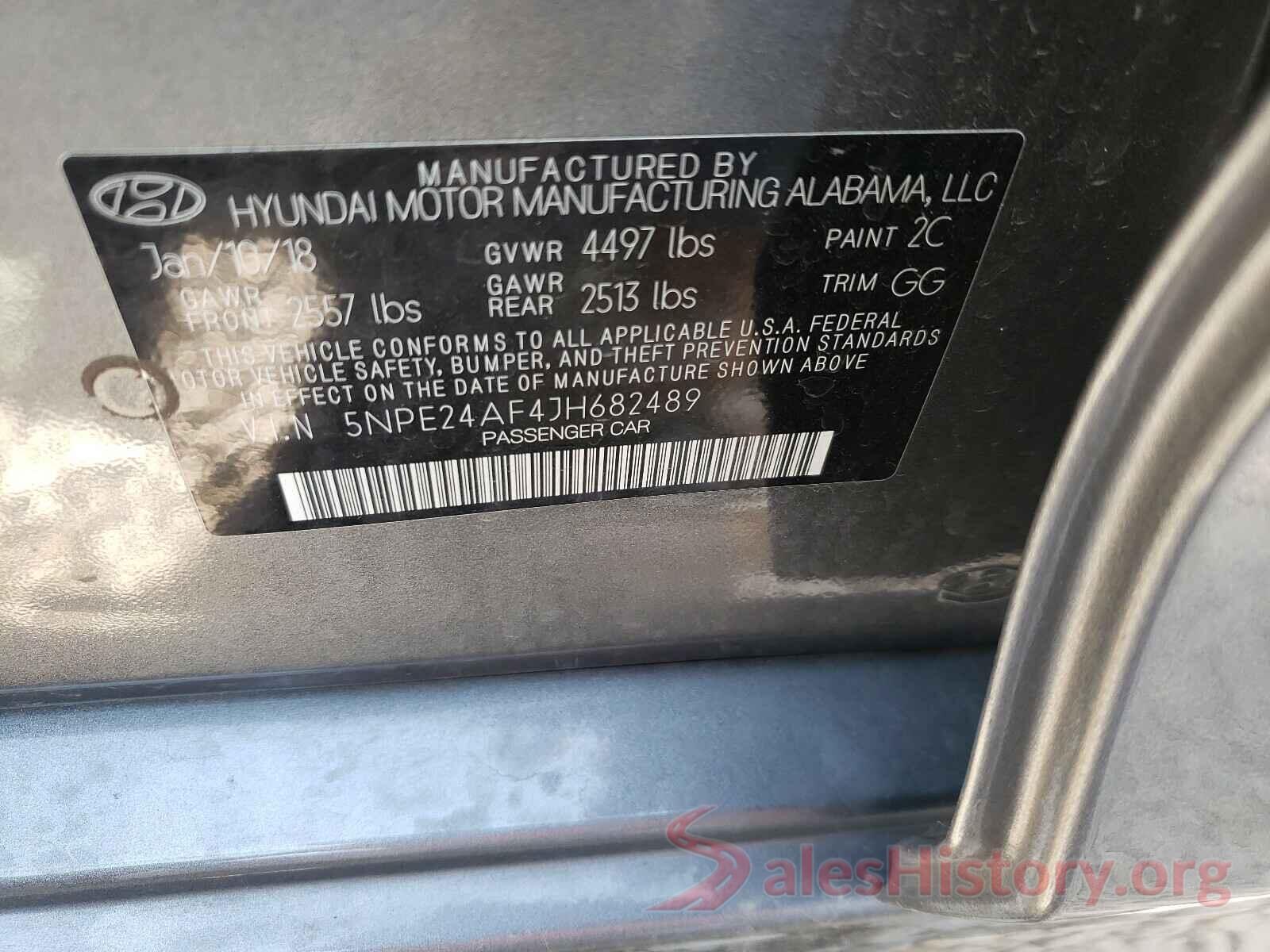 5NPE24AF4JH682489 2018 HYUNDAI SONATA