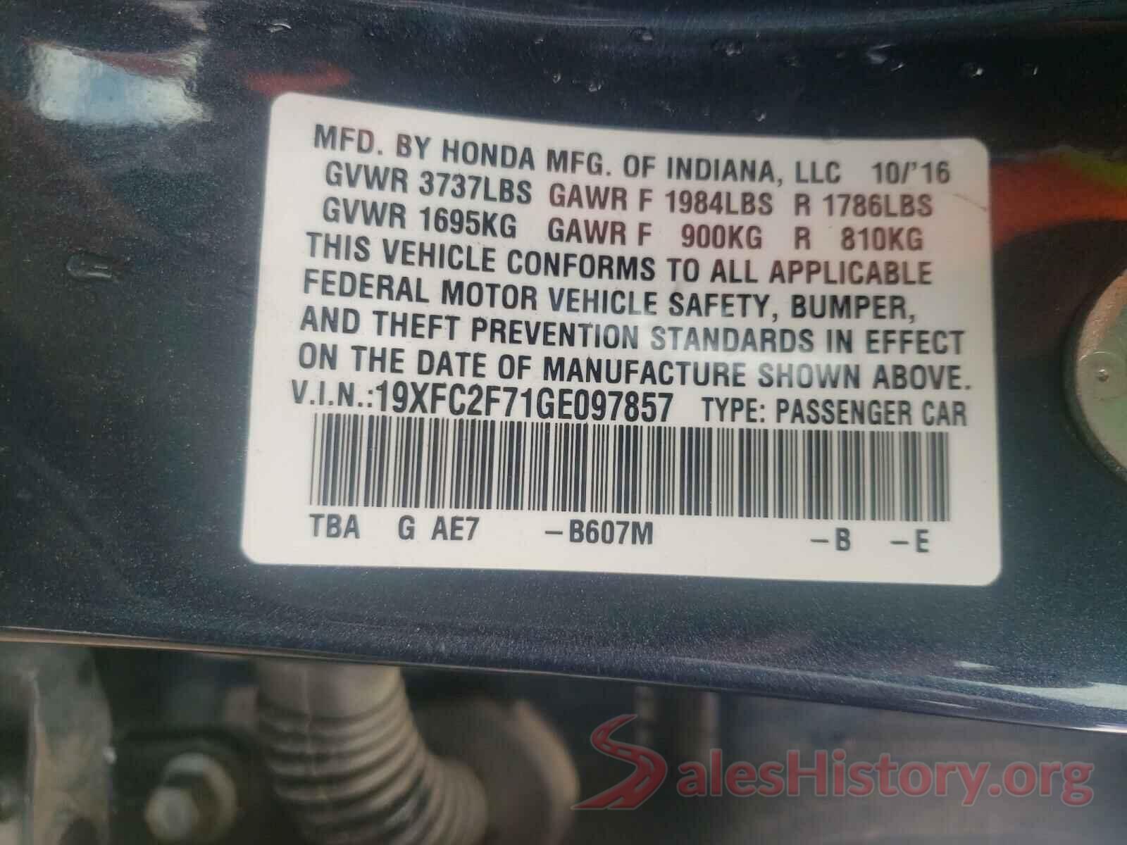 19XFC2F71GE097857 2016 HONDA CIVIC