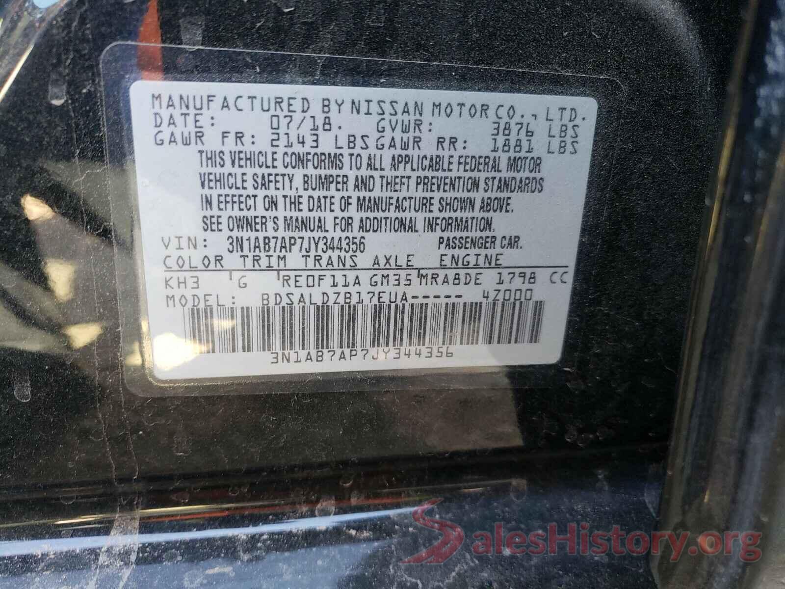 3N1AB7AP7JY344356 2018 NISSAN SENTRA