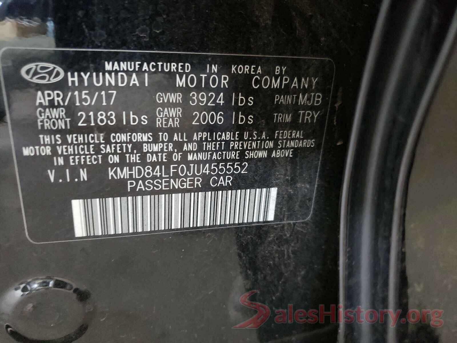 KMHD84LF0JU455552 2018 HYUNDAI ELANTRA