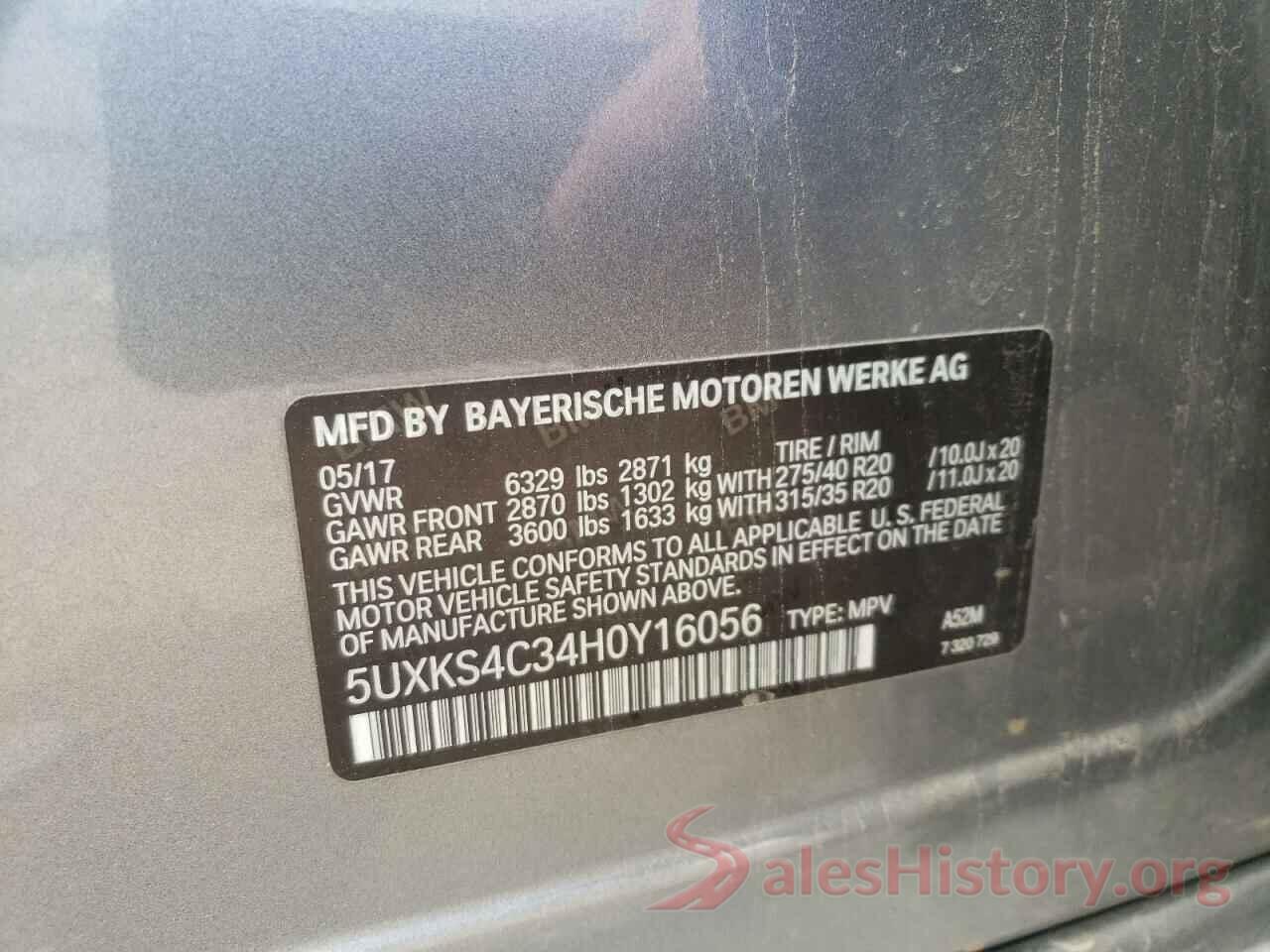 5UXKS4C34H0Y16056 2017 BMW X5