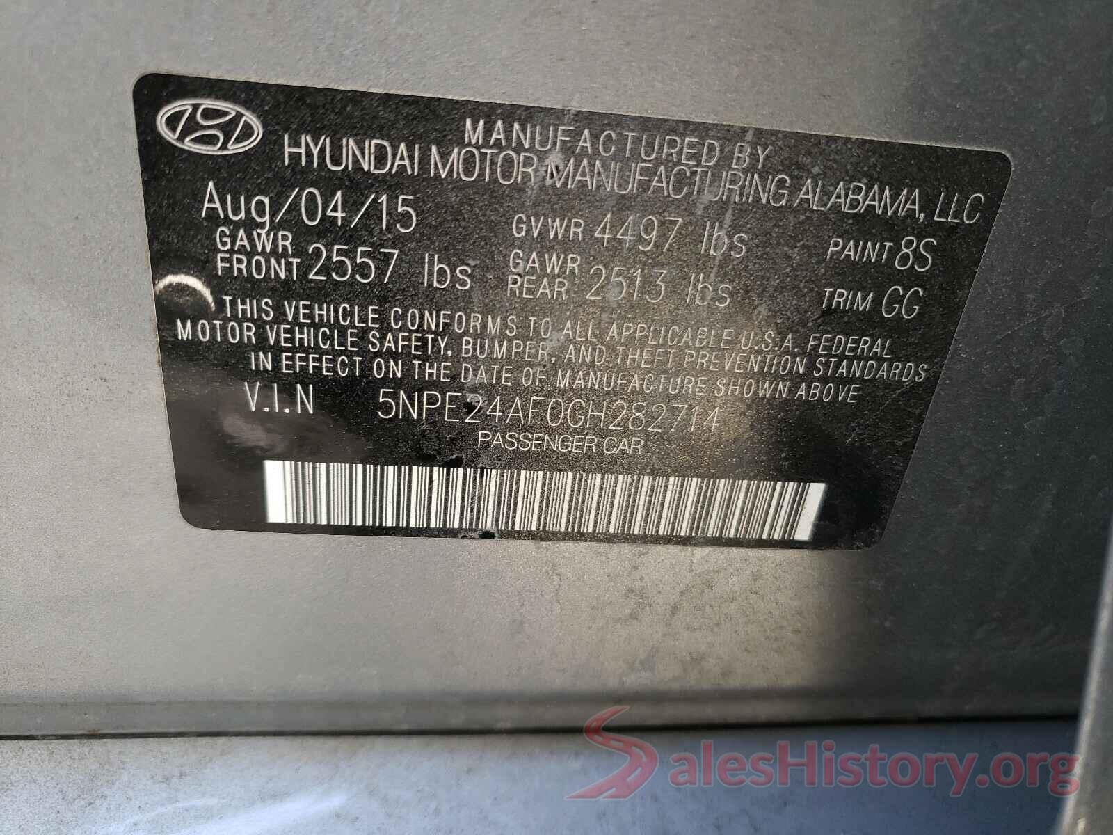 5NPE24AF0GH282714 2016 HYUNDAI SONATA