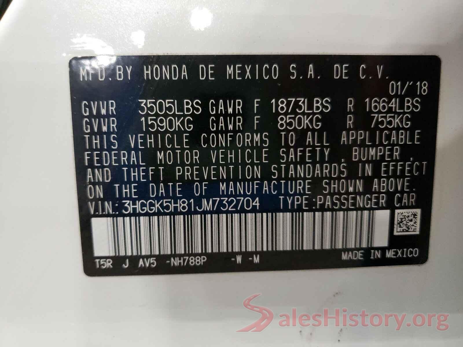 3HGGK5H81JM732704 2018 HONDA FIT