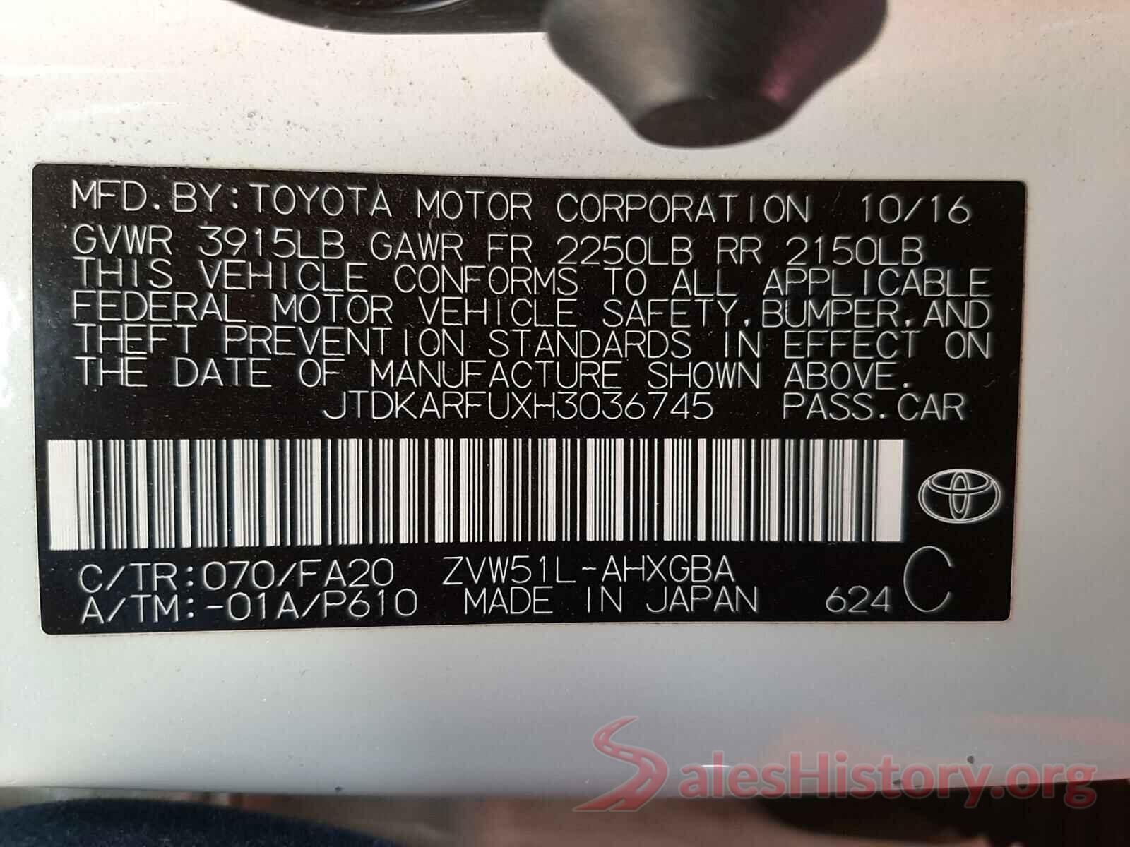 JTDKARFUXH3036745 2017 TOYOTA PRIUS