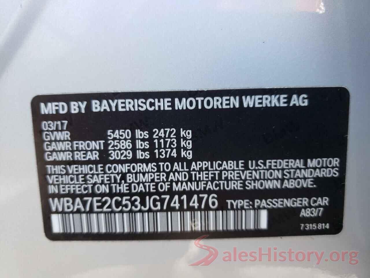 WBA7E2C53JG741476 2018 BMW 7 SERIES