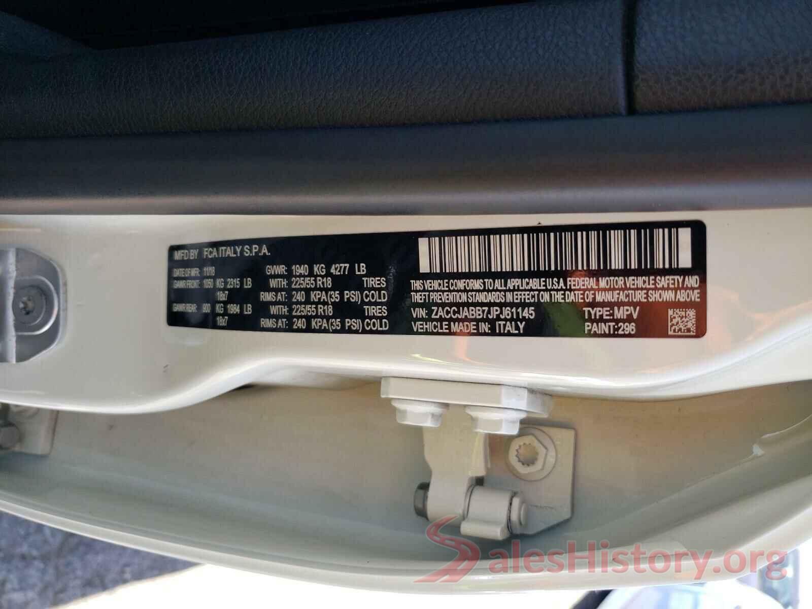 ZACCJABB7JPJ61145 2018 JEEP RENEGADE