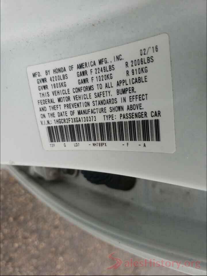 1HGCR2F3XGA130373 2016 HONDA ACCORD