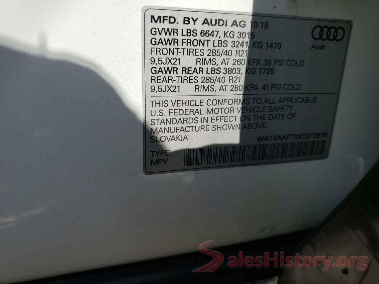 WA1VAAF7XKD012918 2019 AUDI Q7