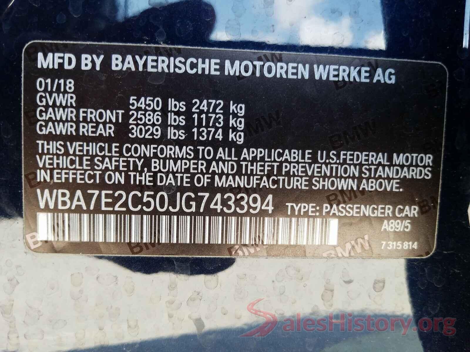 WBA7E2C50JG743394 2018 BMW 7 SERIES