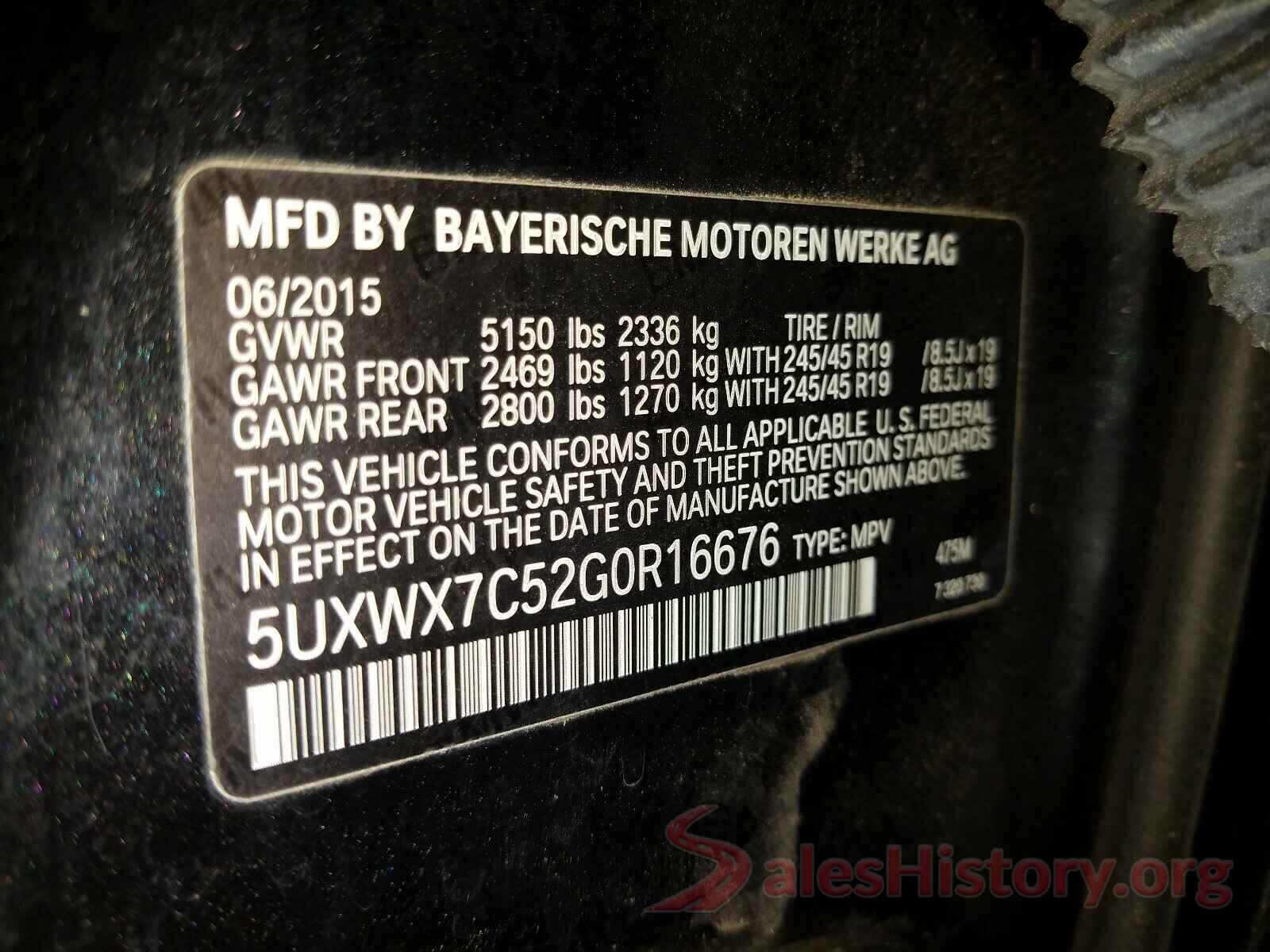 5UXWX7C52G0R16676 2016 BMW X3