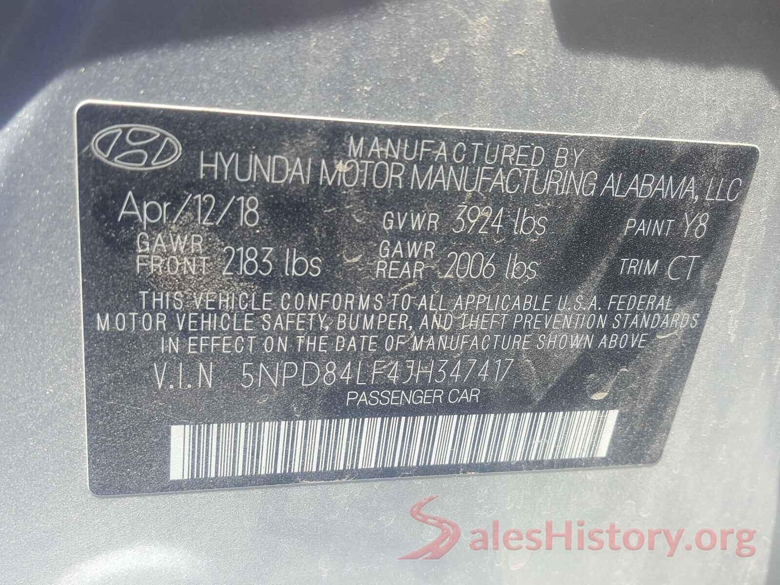 5NPD84LF4JH347417 2018 HYUNDAI ELANTRA