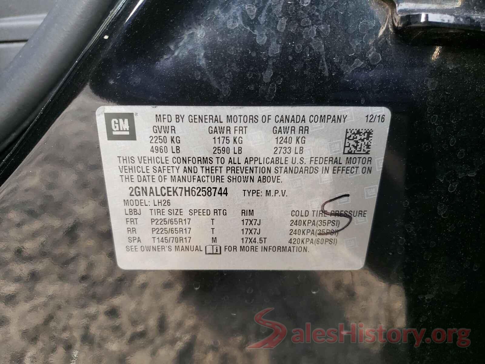 2GNALCEK7H6258744 2017 CHEVROLET EQUINOX