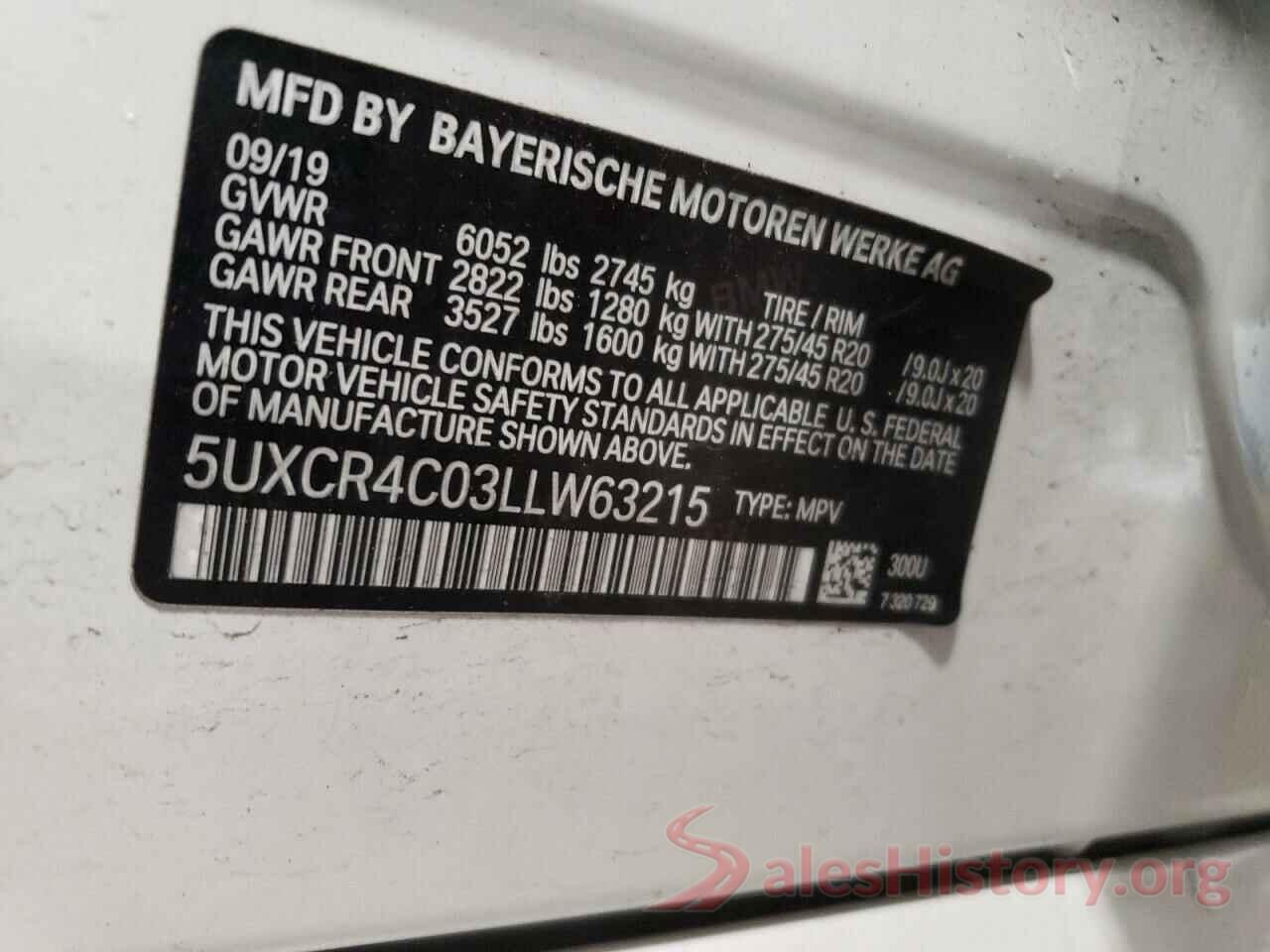 5UXCR4C03LLW63215 2020 BMW X5