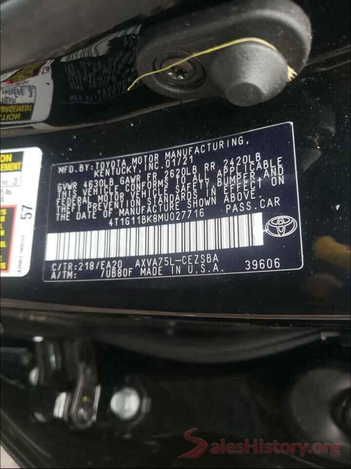 4T1G11BK8MU027716 2021 TOYOTA CAMRY