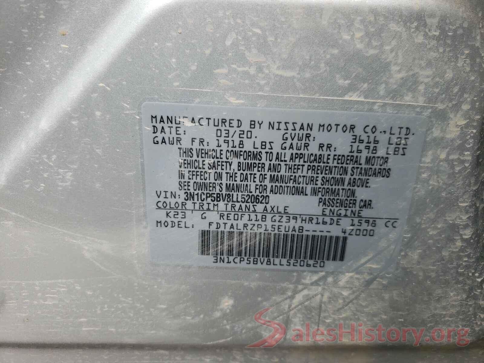 3N1CP5BV8LL520620 2020 NISSAN KICKS