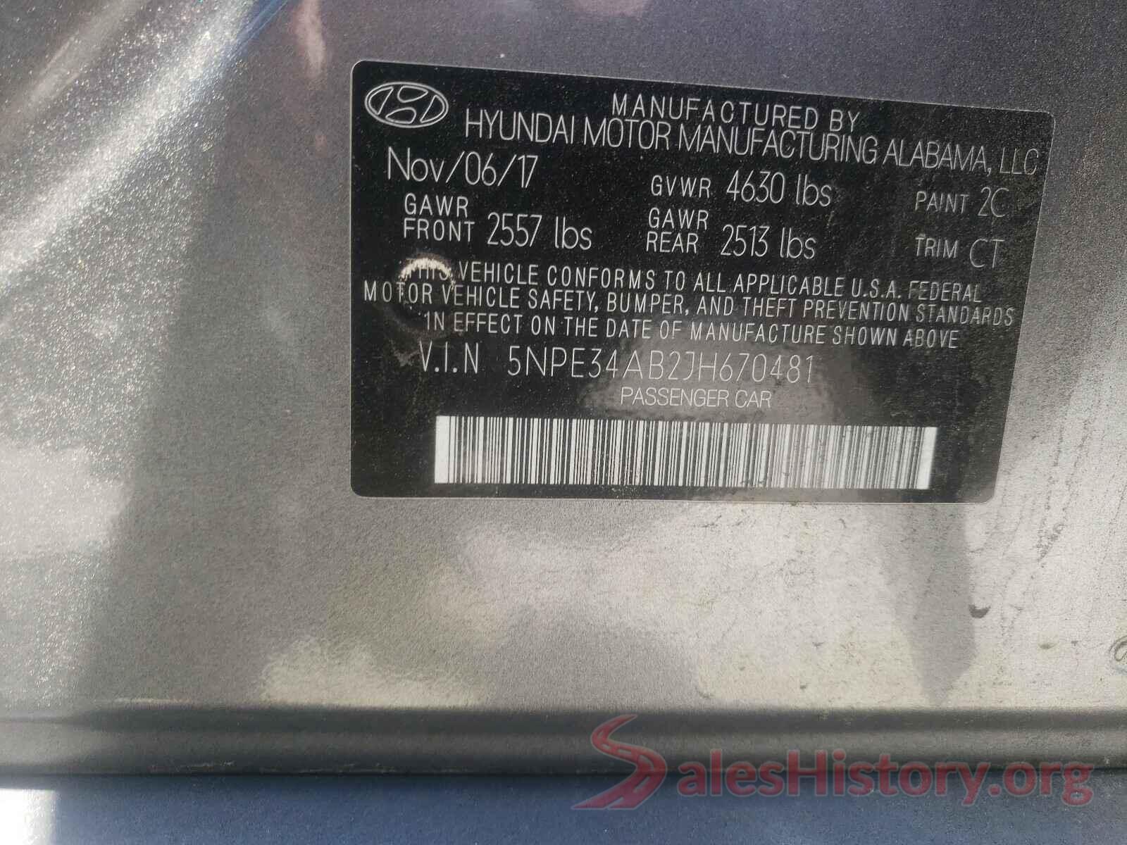 5NPE34AB2JH670481 2018 HYUNDAI SONATA