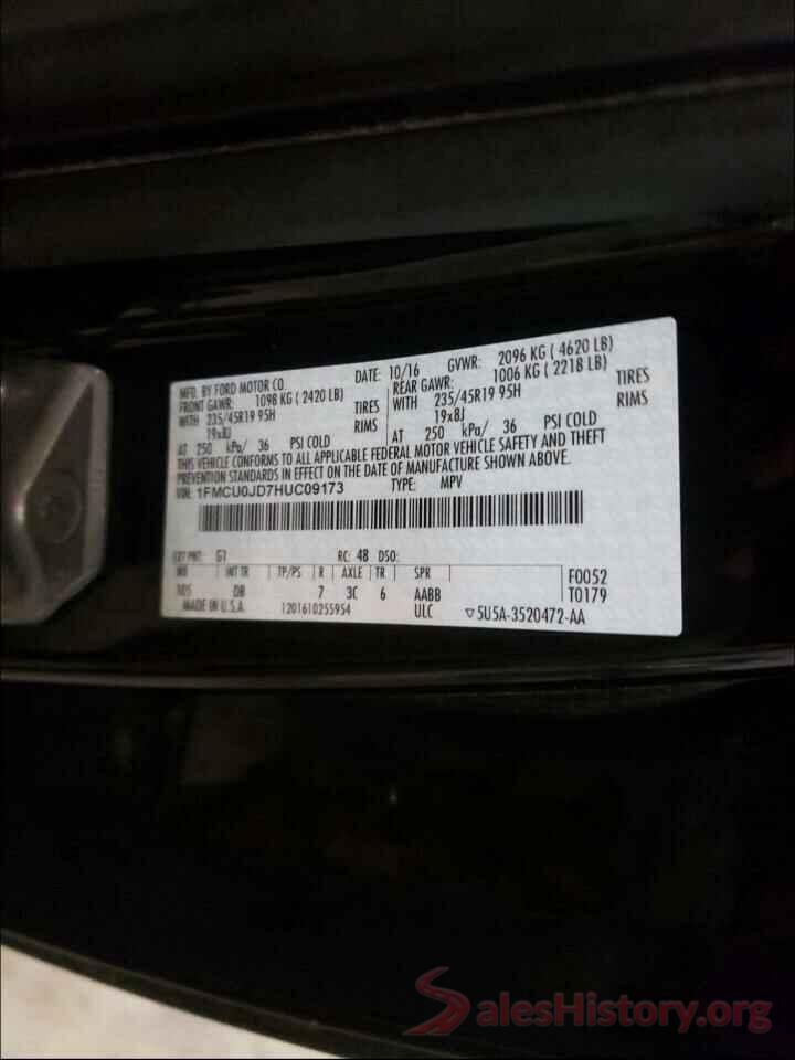 1FMCU0JD7HUC09173 2017 FORD ESCAPE