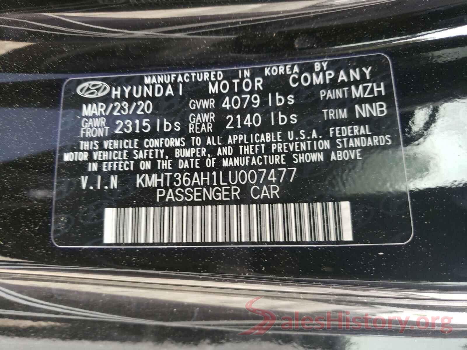 KMHT36AH1LU007477 2020 HYUNDAI VELOSTER