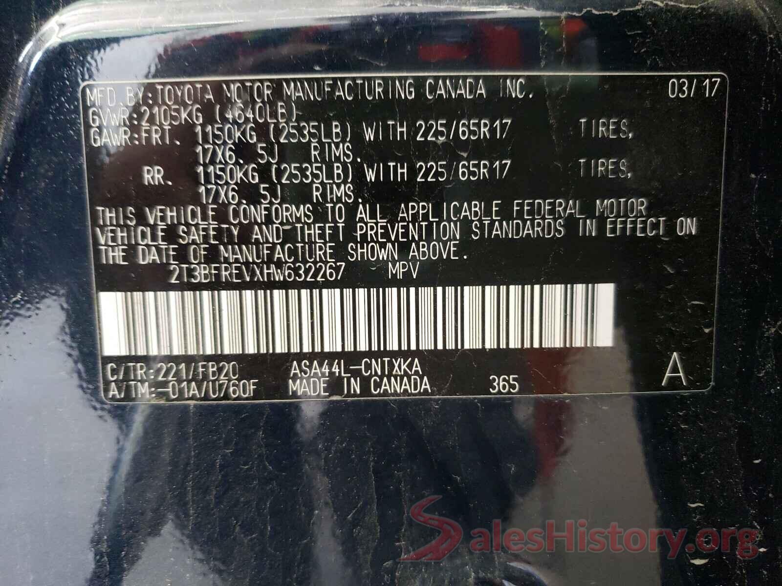 2T3BFREVXHW632267 2017 TOYOTA RAV4