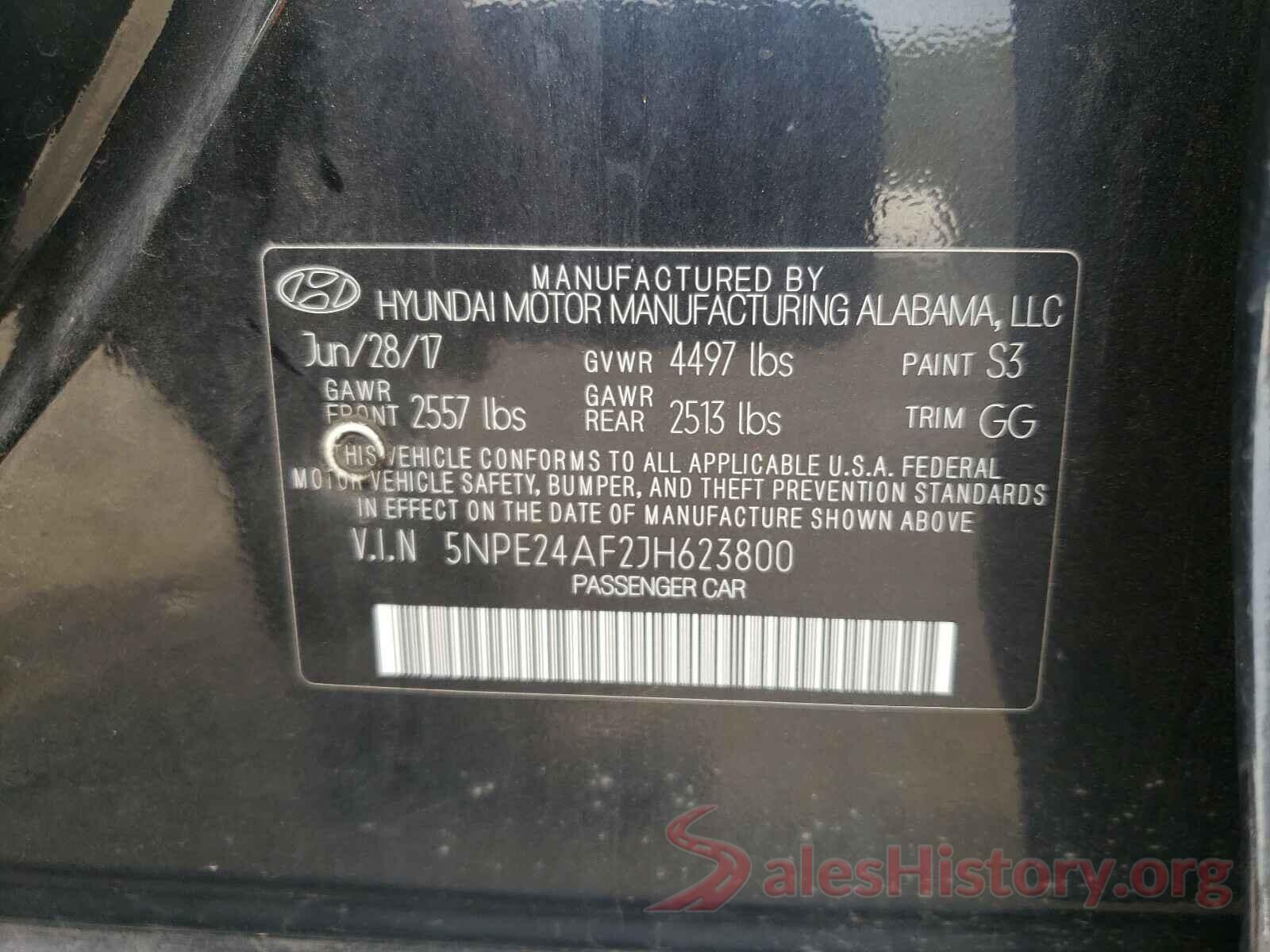 5NPE24AF2JH623800 2018 HYUNDAI SONATA