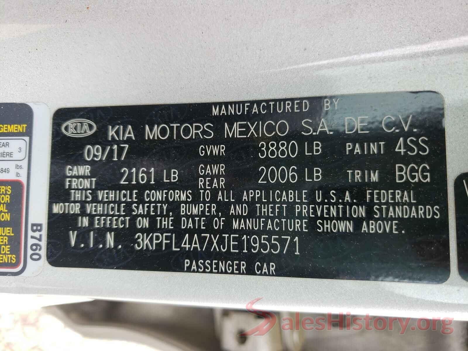 3KPFL4A7XJE195571 2018 KIA FORTE