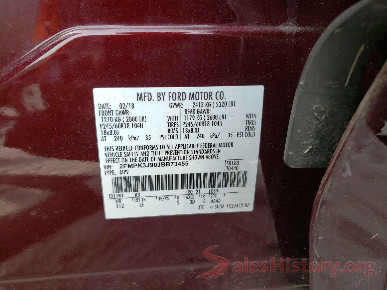 2FMPK3J90JBB73455 2018 FORD EDGE