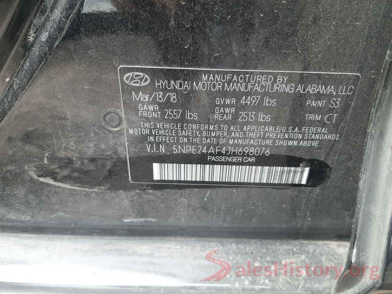 5NPE24AF4JH698076 2018 HYUNDAI SONATA