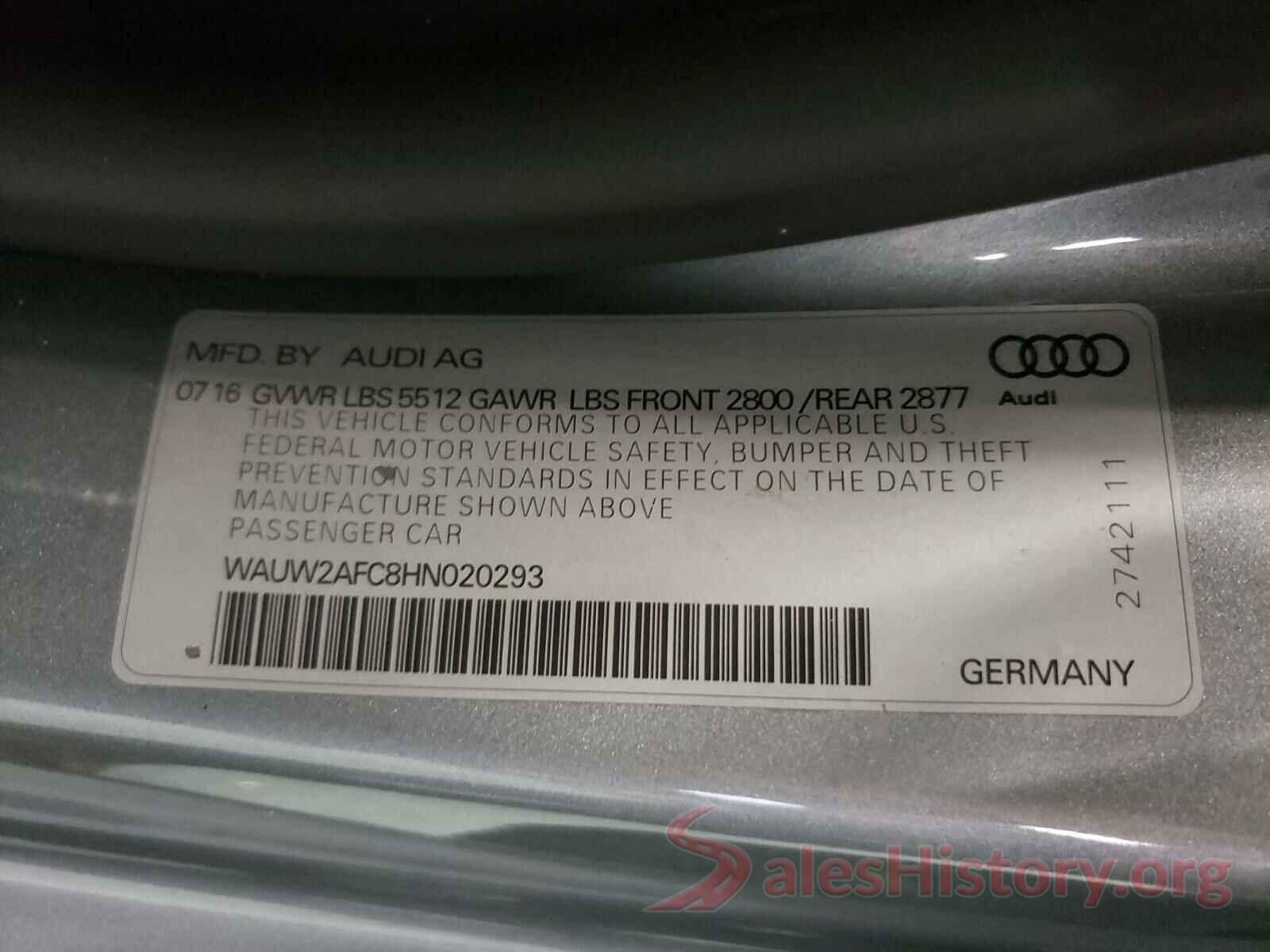 WAUW2AFC8HN020293 2017 AUDI A7