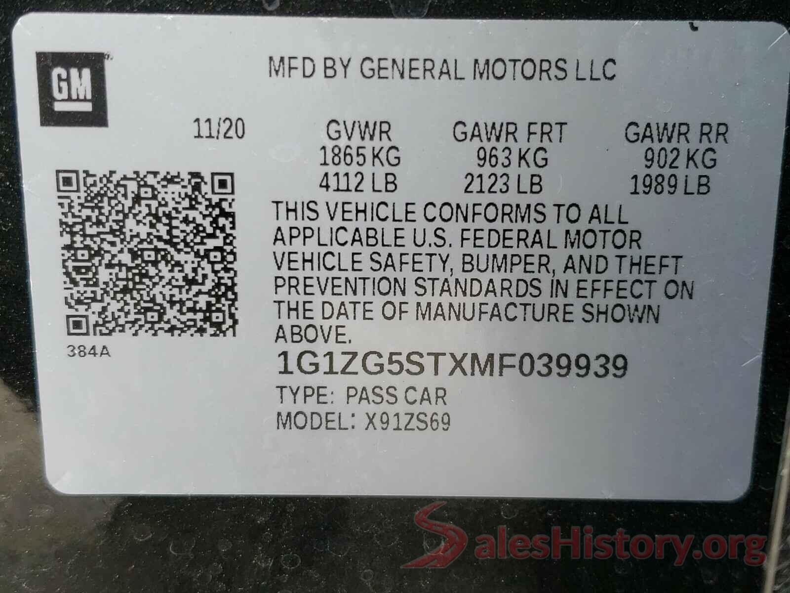 1G1ZG5STXMF039939 2021 CHEVROLET MALIBU